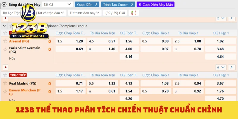 123B Thể Thao - Xem Trực Tiếp HD, Cập Nhật Odds Chuẩn