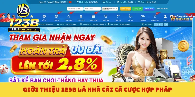 Giới thiệu 123B là nhà cái cá cược hợp pháp